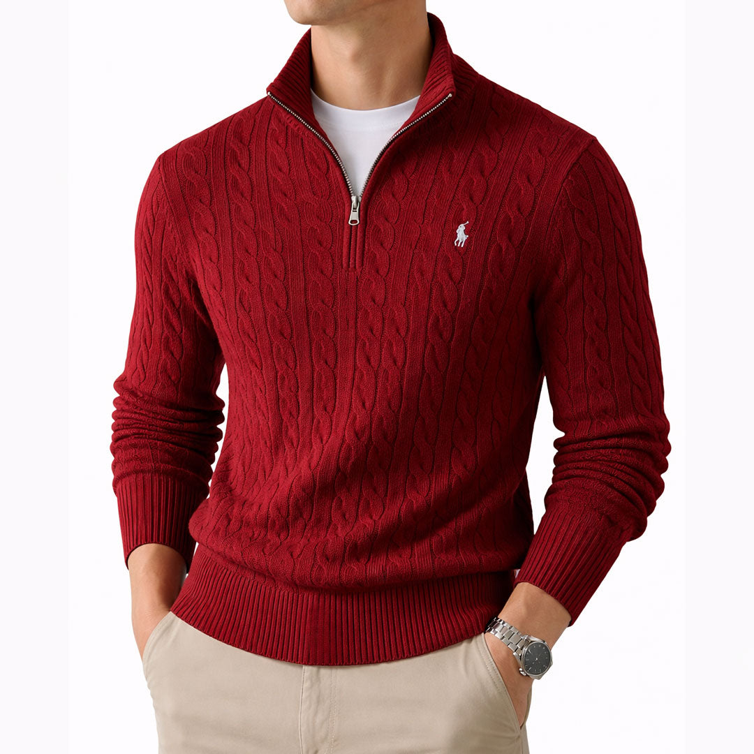R&L | Cable-knit jumper with a quarter-length zip