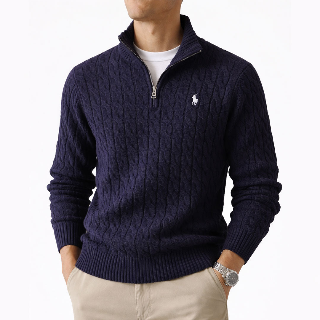 R&L | Cable-knit jumper with a quarter-length zip
