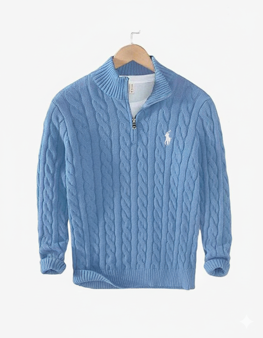 R&L | Jersey de punto trenzado con cremallera de un cuarto