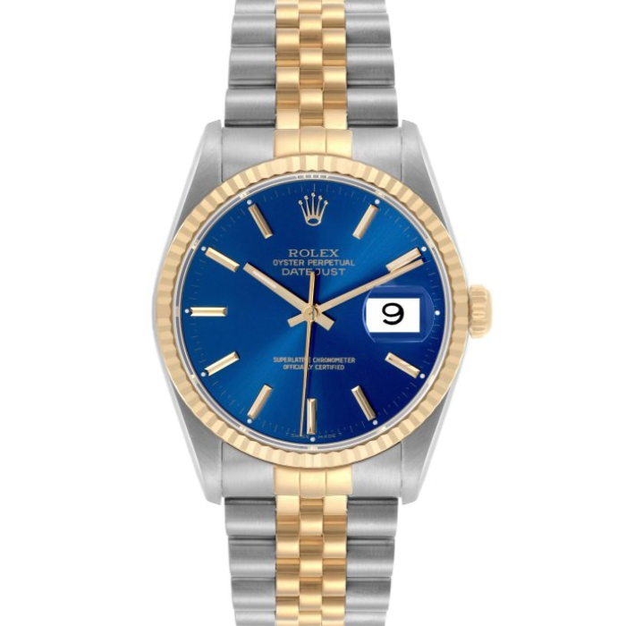 Rlx Datejust Gold & Steel Blue Dial 36mm 16233