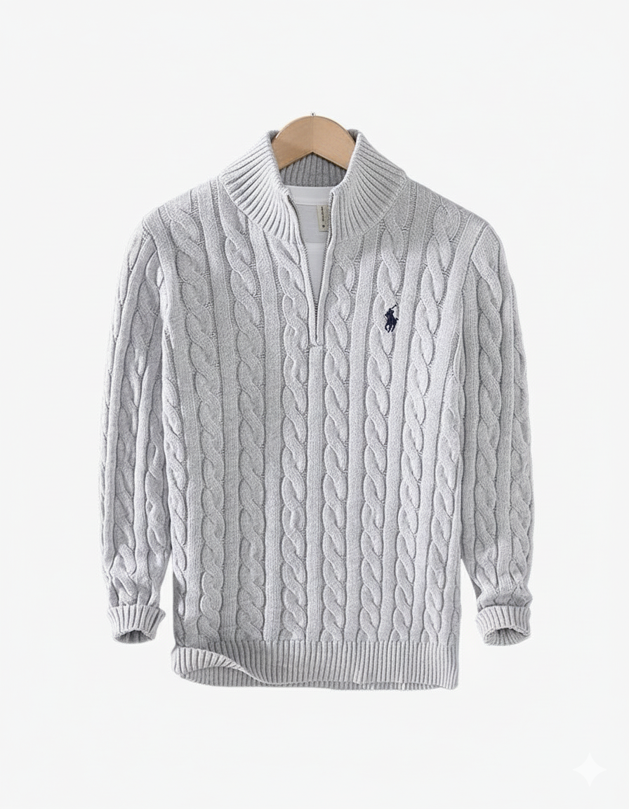 R&L | Jersey de punto trenzado con cremallera de un cuarto