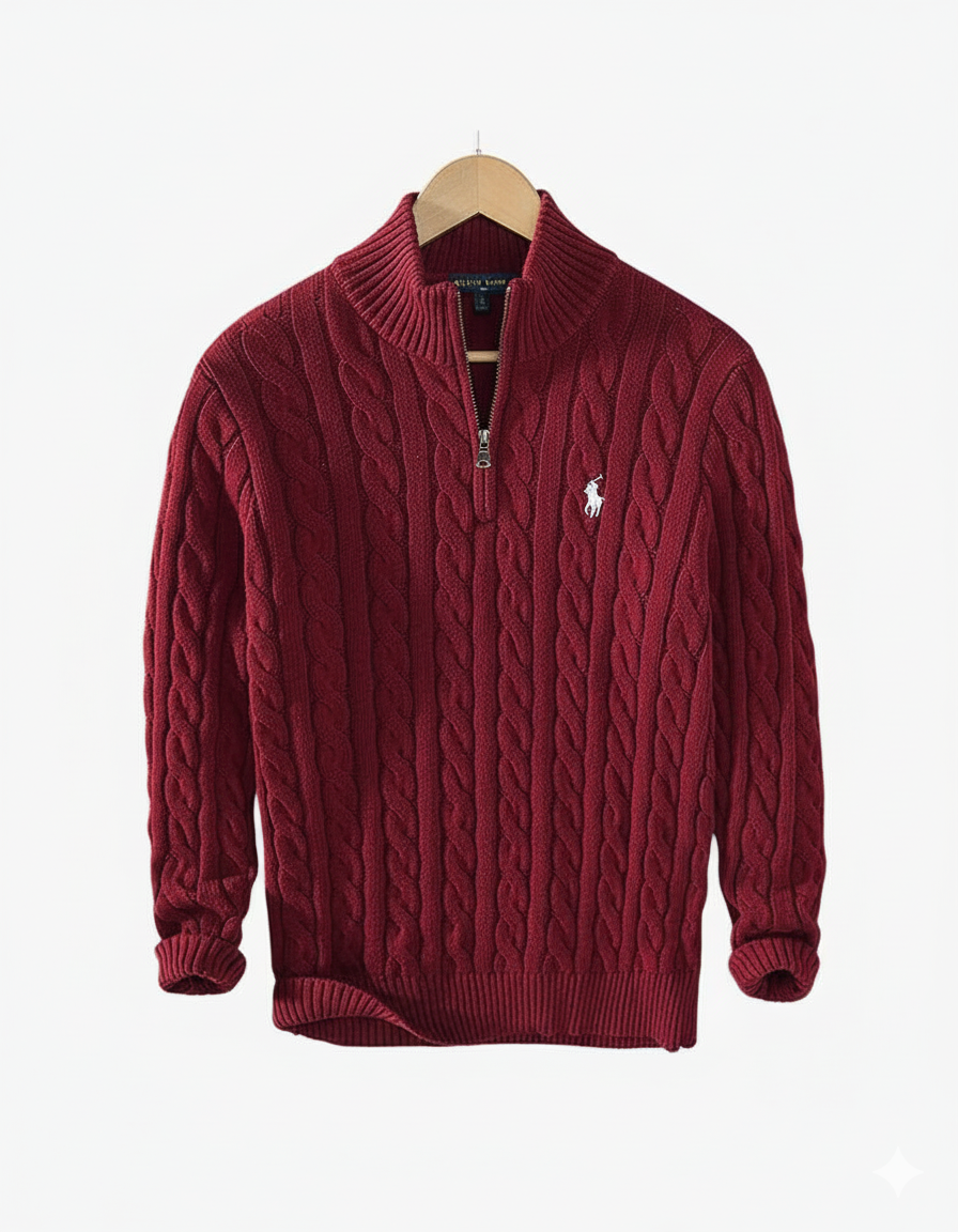 R&L | Jersey de punto trenzado con cremallera de un cuarto