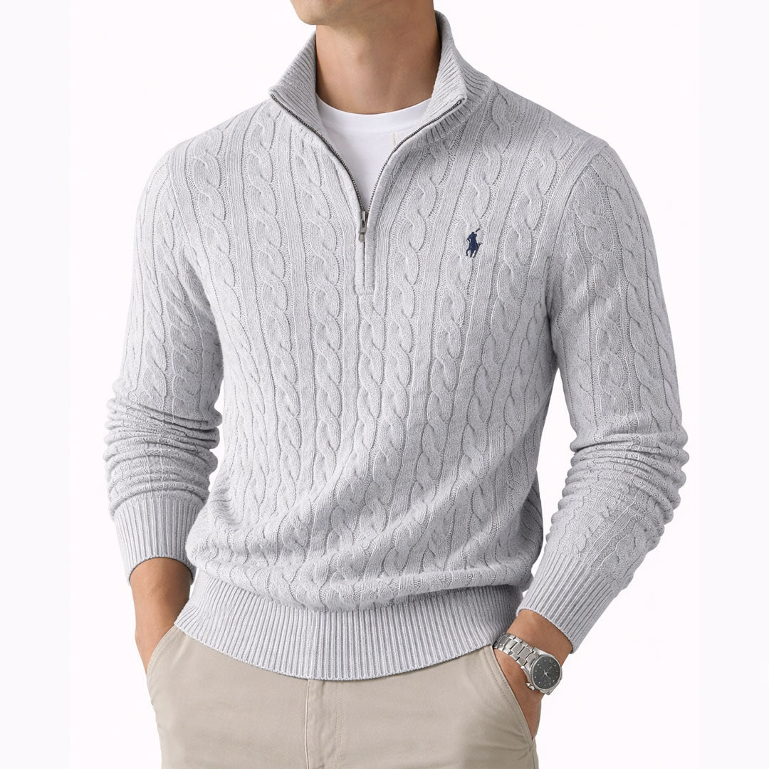 R&L | Cable-knit jumper with a quarter-length zip