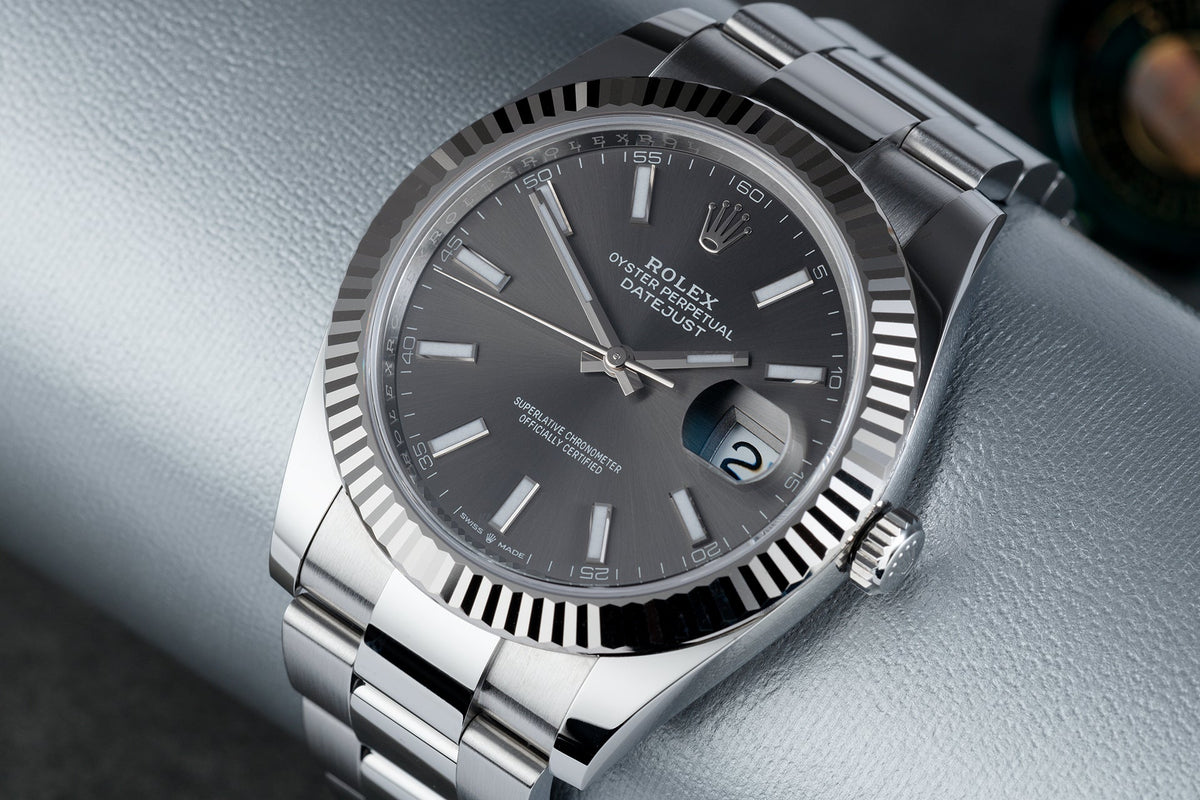 Rlx Datejust Rhodium Dial Fluted Bezel 41mm 126334