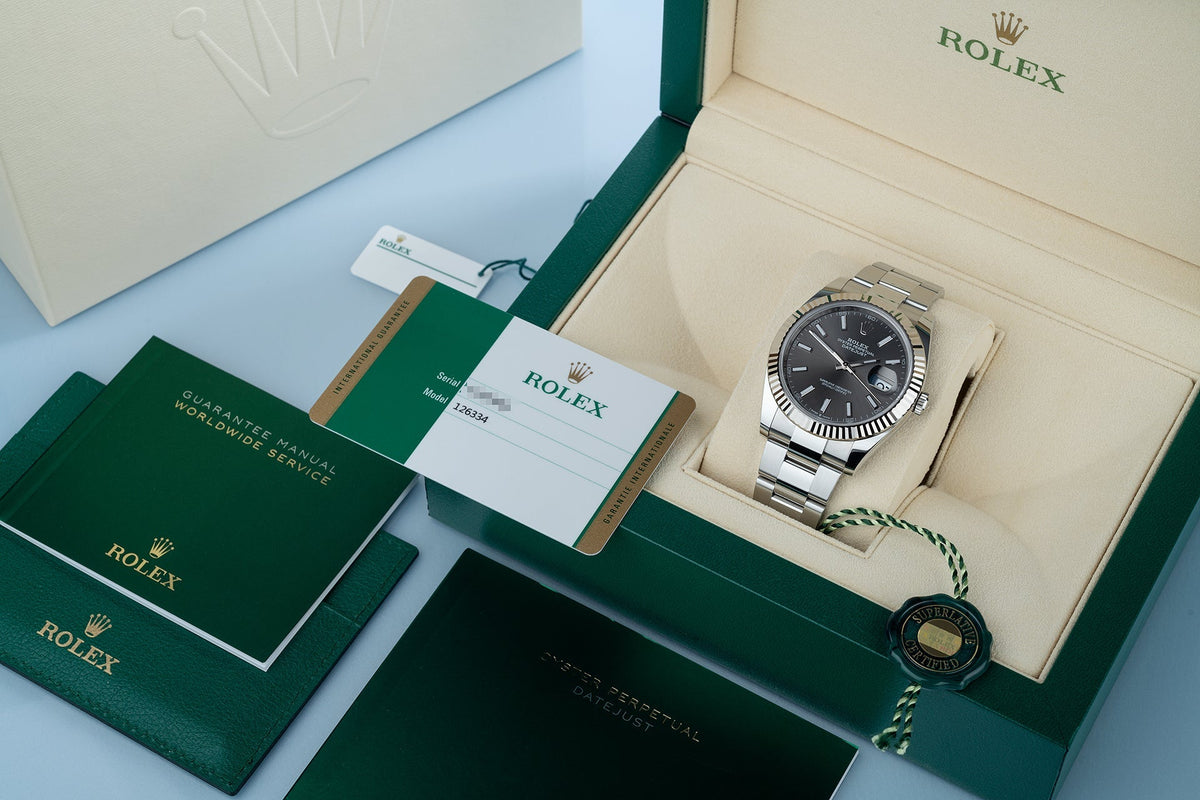 Rlx Datejust Rhodium Dial Fluted Bezel 41mm 126334