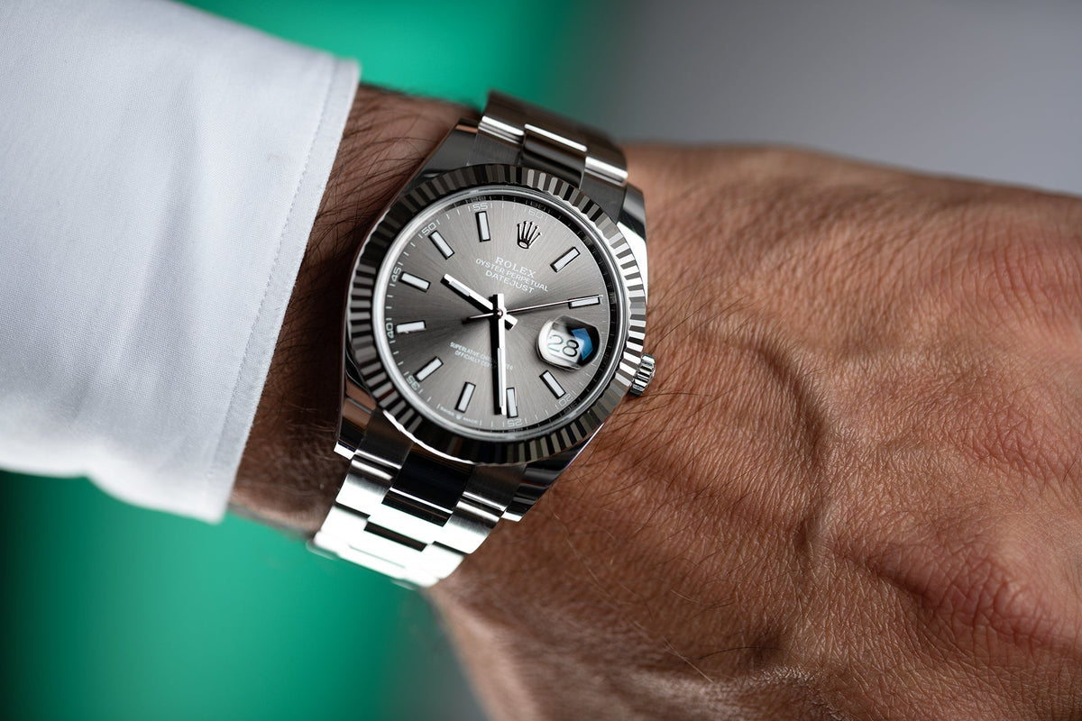 Rlx Datejust Rhodium Dial Fluted Bezel 41mm 126334